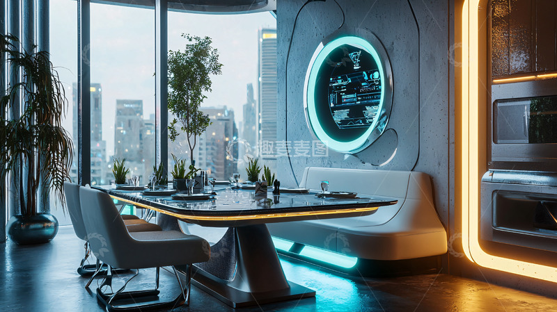 高清大图下载【趣麦麦图】未来科技感餐厅