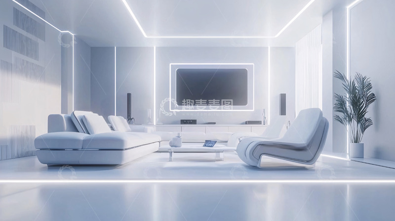 高清大图下载【趣麦麦图】极简未来感客厅设计