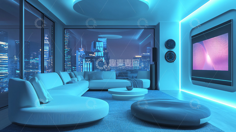 高清大图下载【趣麦麦图】现代化都市夜景家庭影院