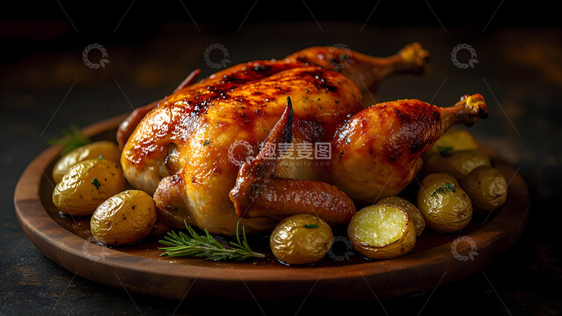 高清大图下载【趣麦麦图】美食美味香喷喷烤鸡摄影图