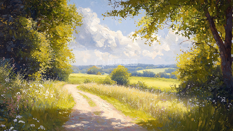 高清大图下载【趣麦麦图】阳光下的田园小路