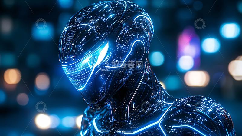 高清大图下载【趣麦麦图】未来科技感蓝色赛博人