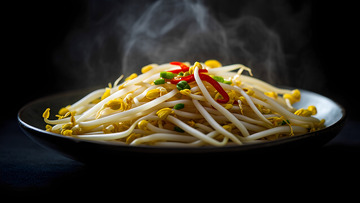 美味树椒炒豆芽摄影图
