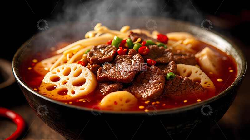 高清大图下载【趣麦麦图】美食椒麻大杂烩牛肉冒菜摄影图