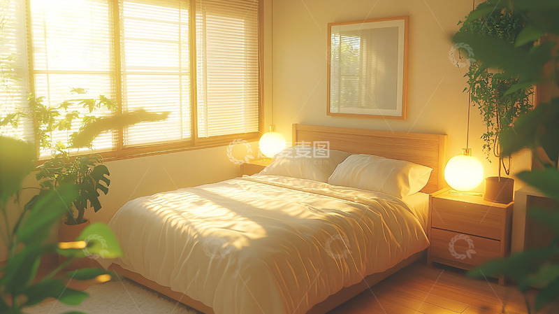 高清大图下载【趣麦麦图】阳光洒进卧室的温馨画面