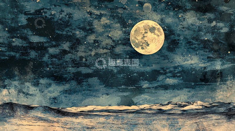 高清大图下载【趣麦麦图】夜空下的满月