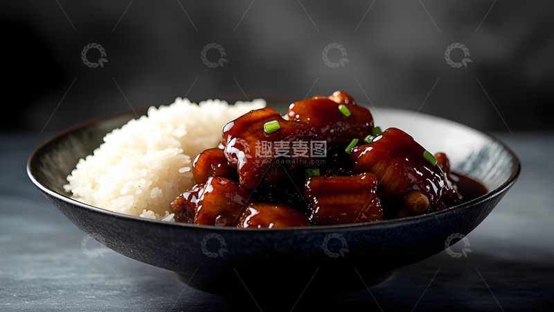 高清大图下载【趣麦麦图】美食红烧排骨米饭摄影图