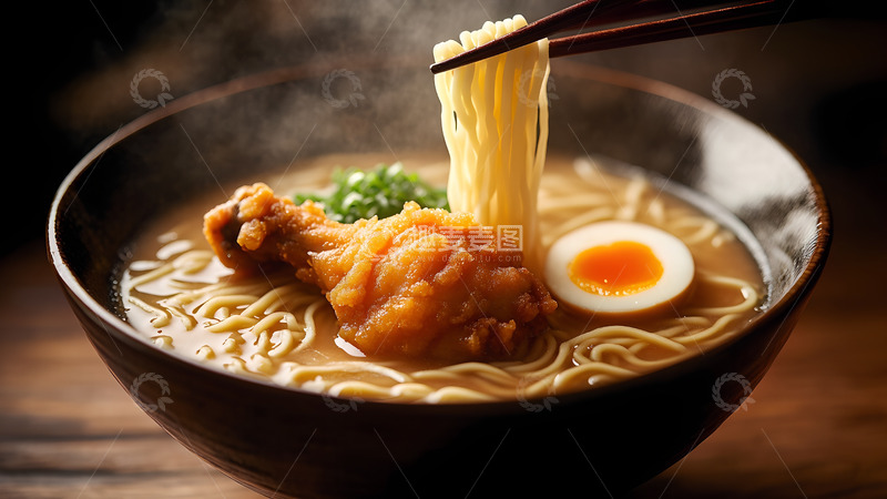 高清大图下载【趣麦麦图】美味炸鸡拉面美食摄影图