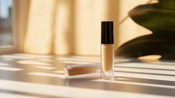 米色粉底液瓶在阳光下