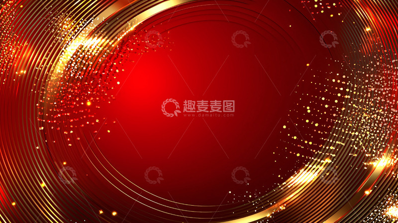 高清大图下载【趣麦麦图】红色金色圆环背景