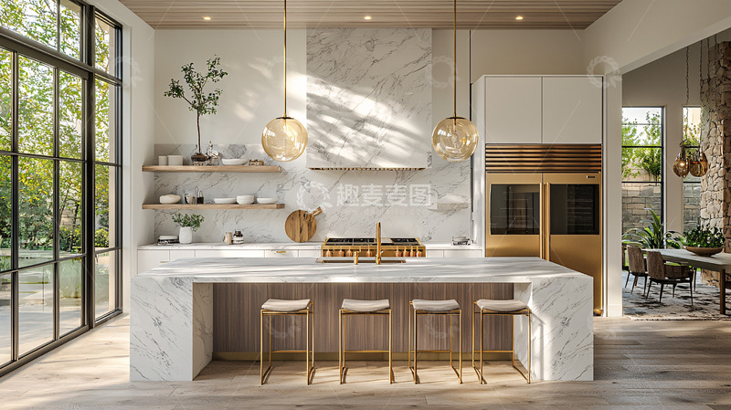 高清大图下载【趣麦麦图】现代轻奢开放式厨房