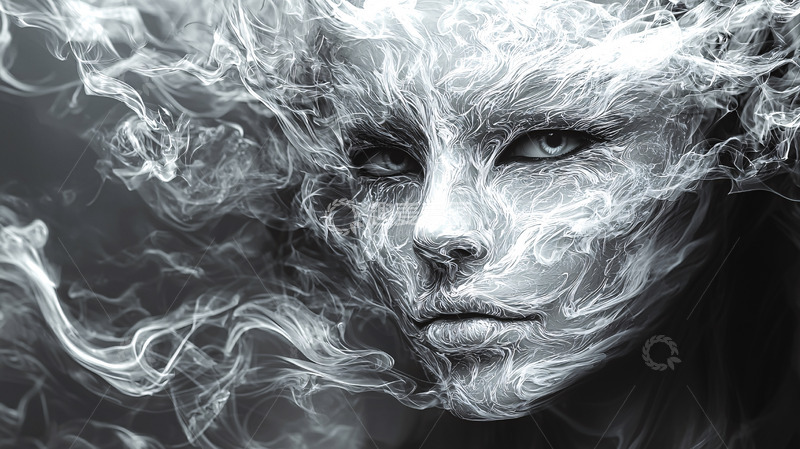 高清大图下载【趣麦麦图】烟雾缭绕的女性面孔