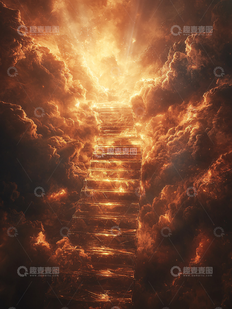 高清大图下载【趣麦麦图】云端阶梯