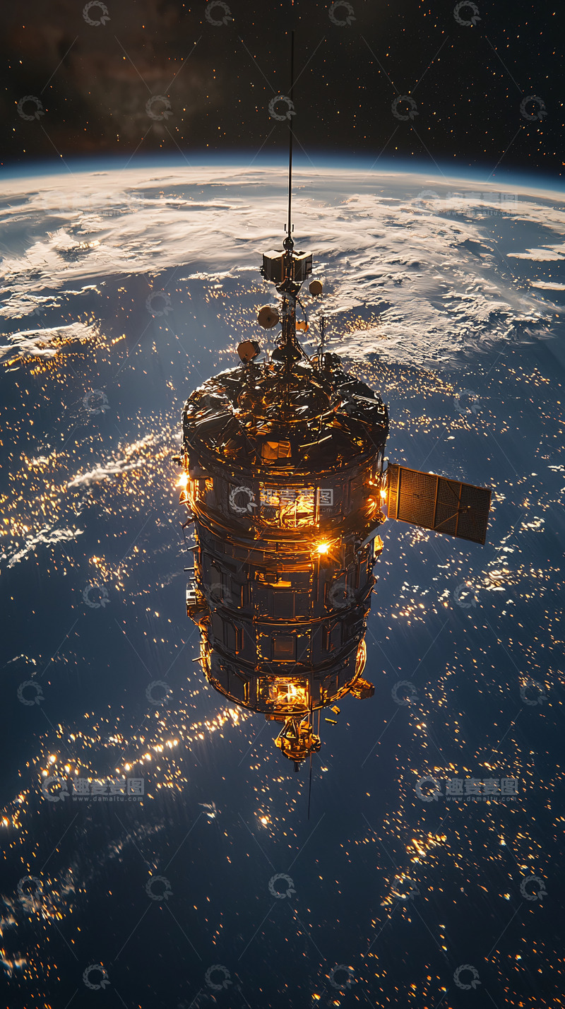 高清大图下载【趣麦麦图】太空舱地球夜景