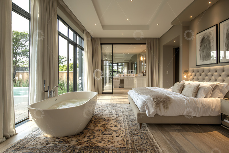 高清大图下载【趣麦麦图】豪华卧室带浴缸