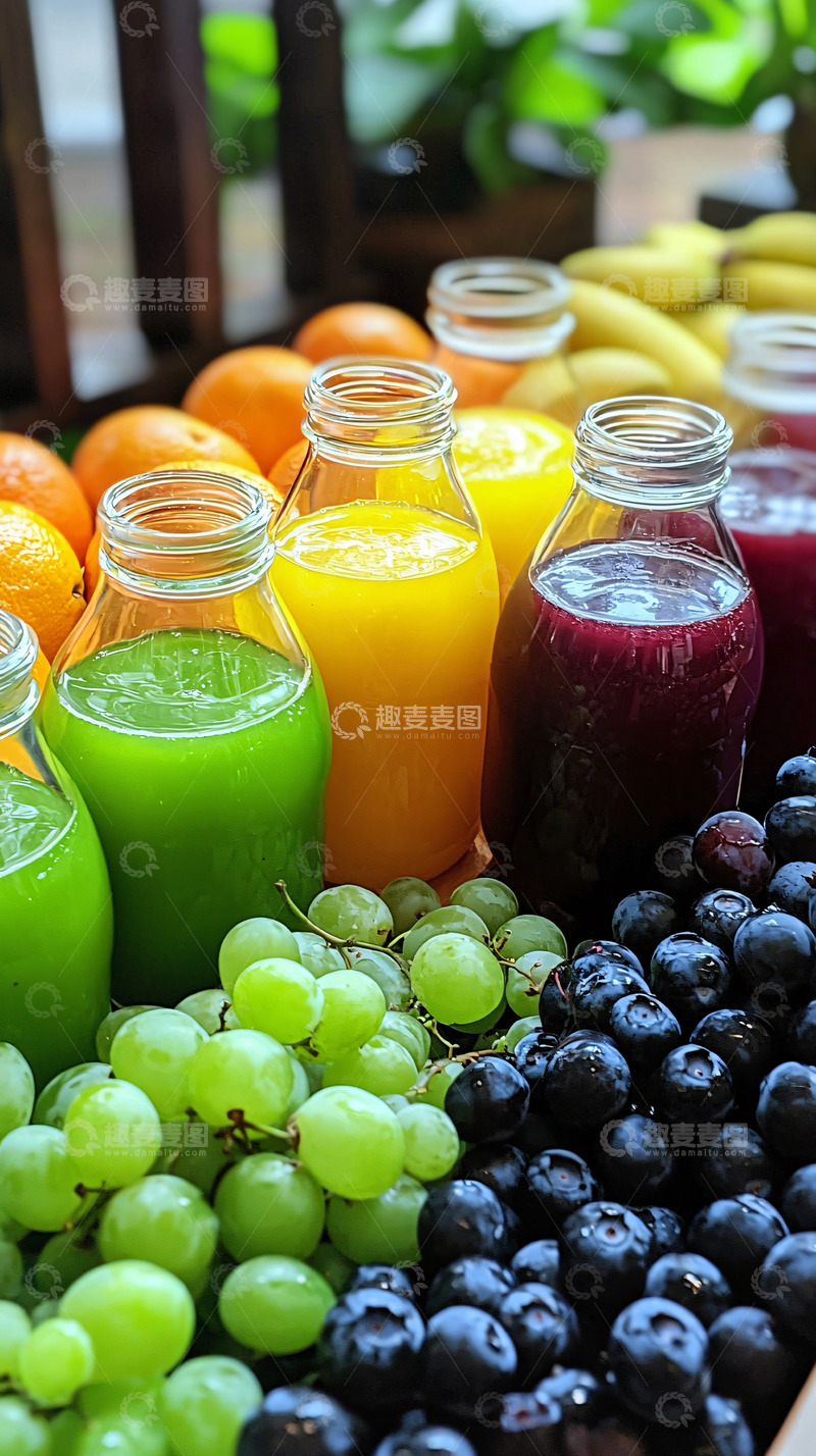 高清大图下载【趣麦麦图】彩色果汁瓶
