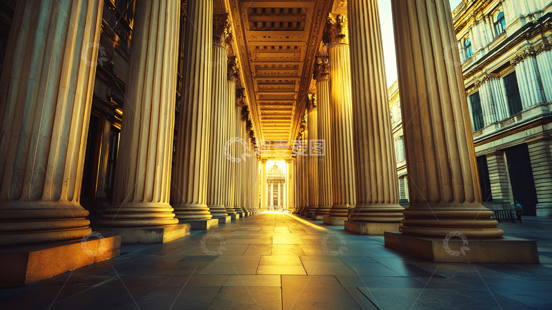 高清大图下载【趣麦麦图】宏伟建筑廊柱阳光