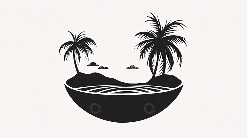 高清大图下载【趣麦麦图】海岛椰树简约剪影