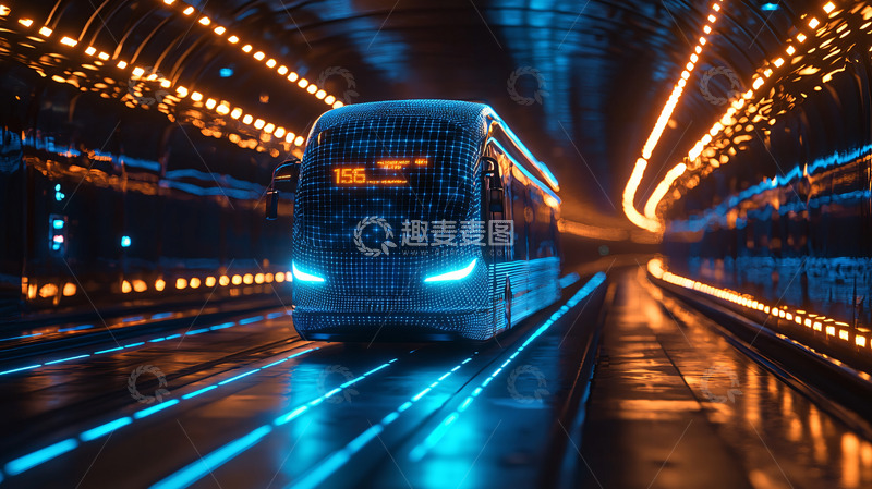 高清大图下载【趣麦麦图】未来科技感电车隧道