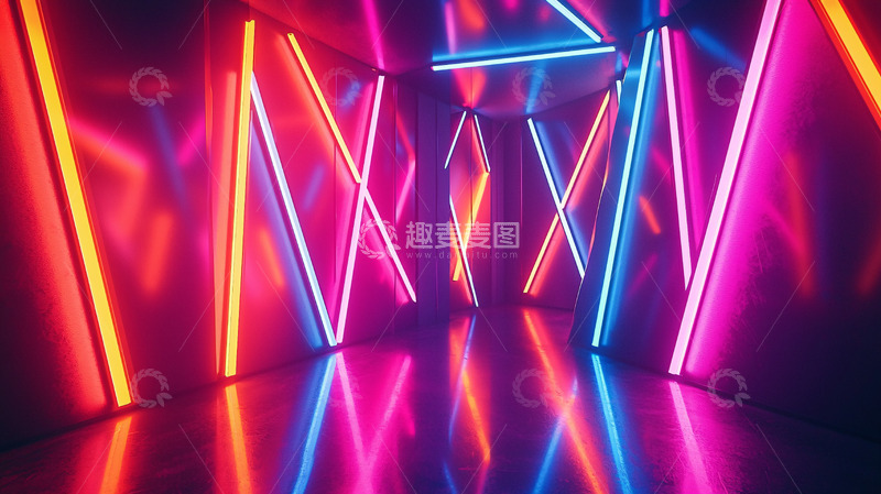 高清大图下载【趣麦麦图】霓虹灯通道