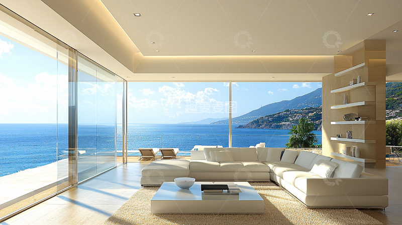 高清大图下载【趣麦麦图】海景客厅落地窗