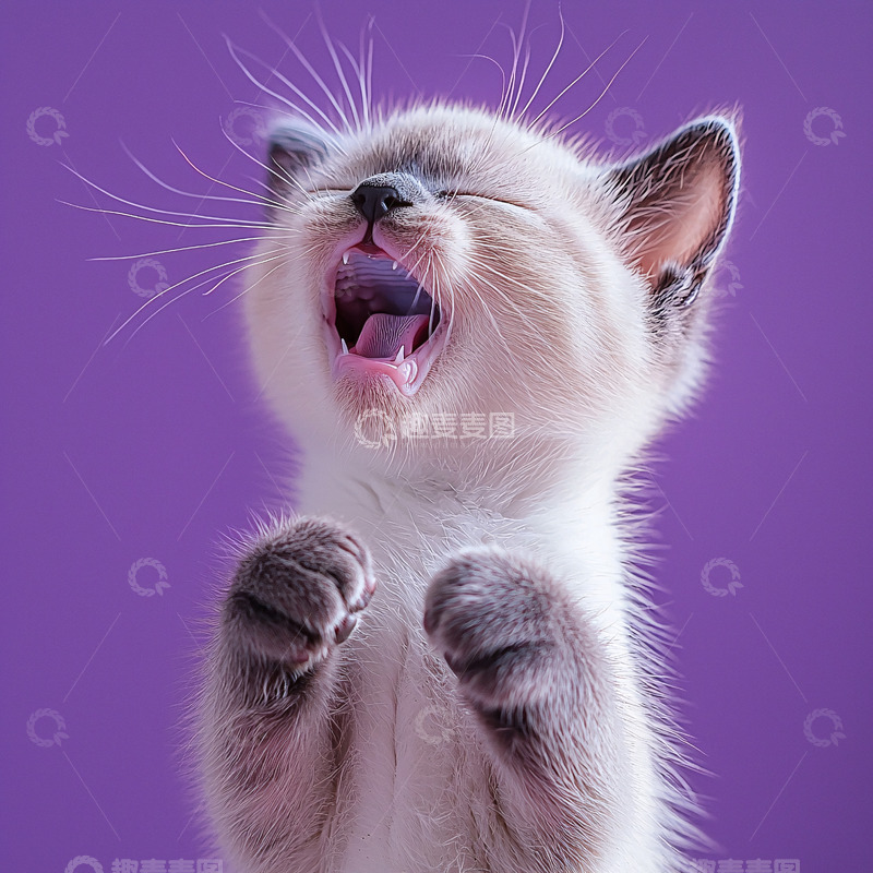 高清大图下载【趣麦麦图】可爱小猫张嘴叫