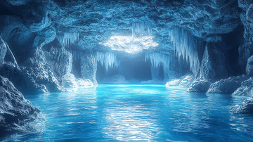 冰蓝幽深的冰洞