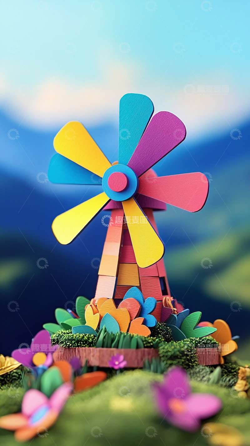 高清大图下载【趣麦麦图】彩色风车