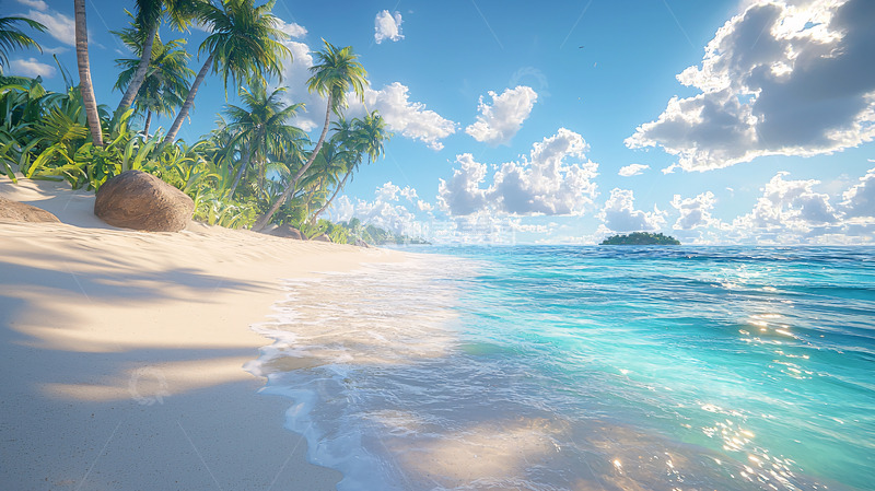 高清大图下载【趣麦麦图】热带海滩椰树风景