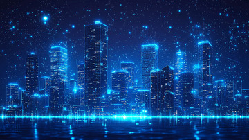 蓝光科幻城市夜景