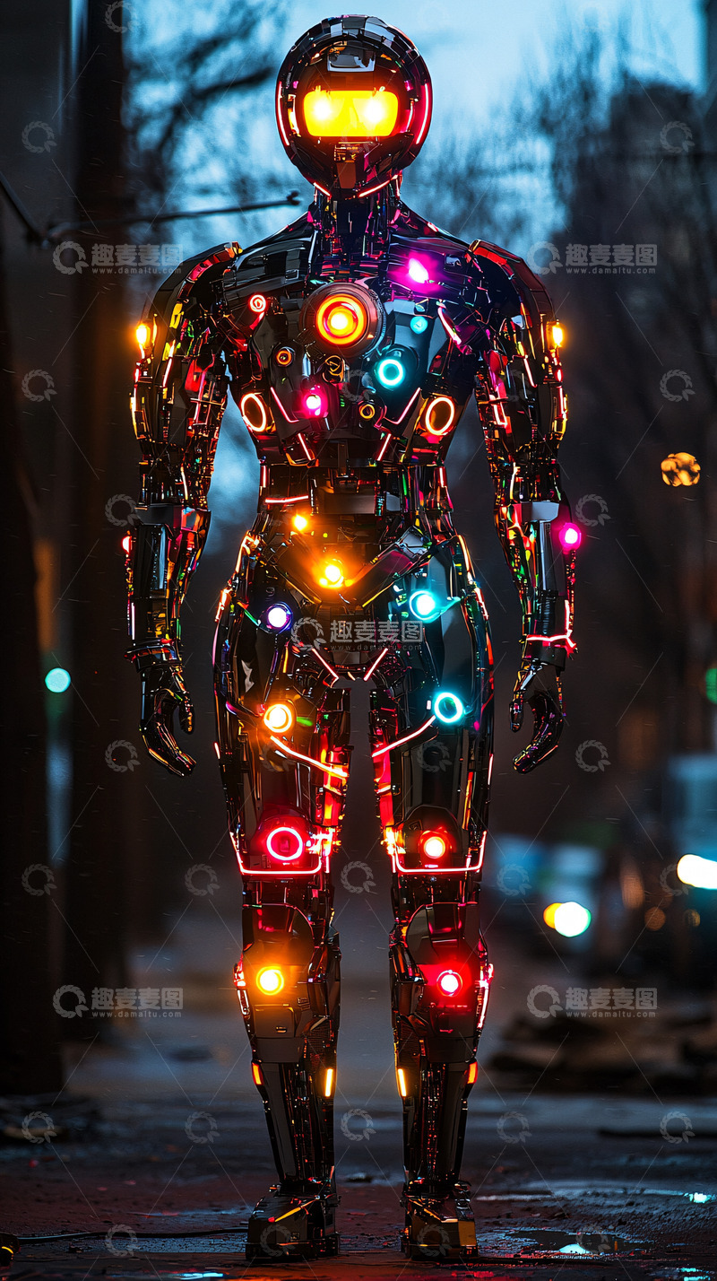 高清大图下载【趣麦麦图】炫酷发光机器人
