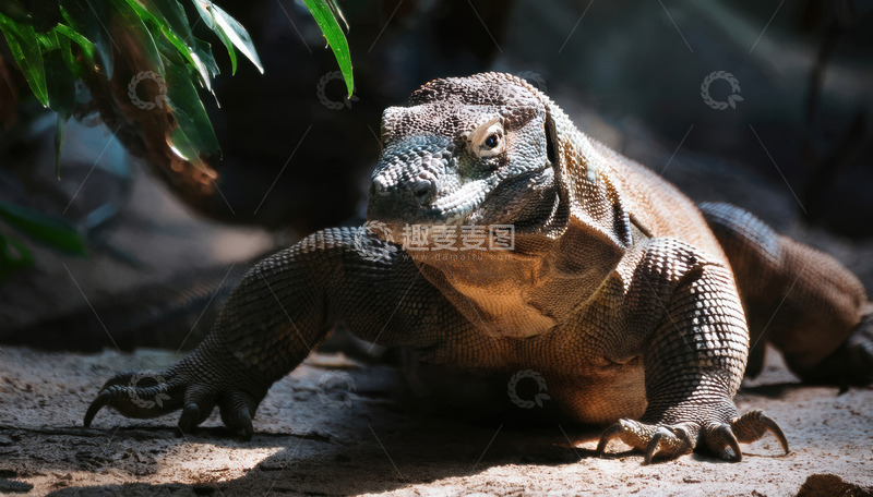 高清大图下载【趣麦麦图】科莫多龙伏地警觉
