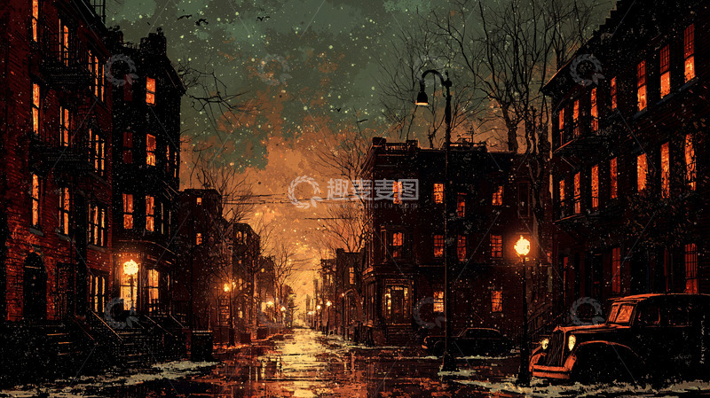 高清大图下载【趣麦麦图】夜晚街道