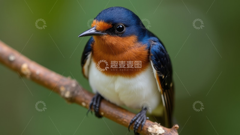 高清大图下载【趣麦麦图】树枝上静立的特写燕子