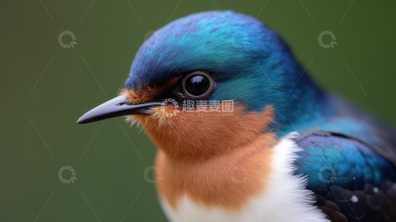高清大图下载【趣麦麦图】绿色背景下的特写燕子