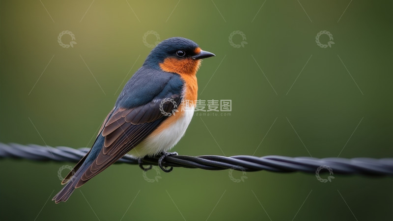 高清大图下载【趣麦麦图】电线上静卧的单只燕子