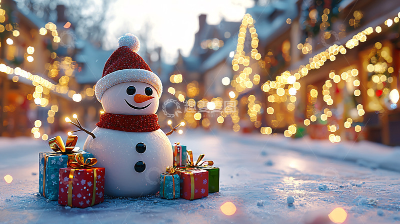 高清大图下载【趣麦麦图】圣诞节雪人礼物