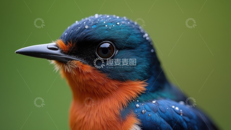 高清大图下载【趣麦麦图】带水珠的燕子头部特写