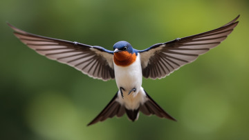 迎面飞来的展翅燕子