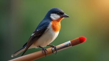 画笔上静立的燕子