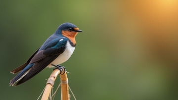 竹枝上静立的燕子