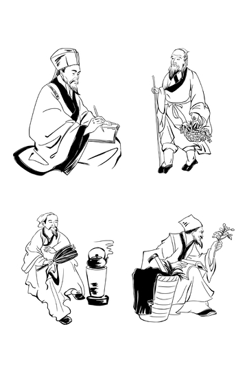 手绘老中医人物插画