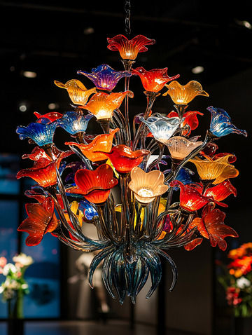 彩色玻璃花朵吊灯