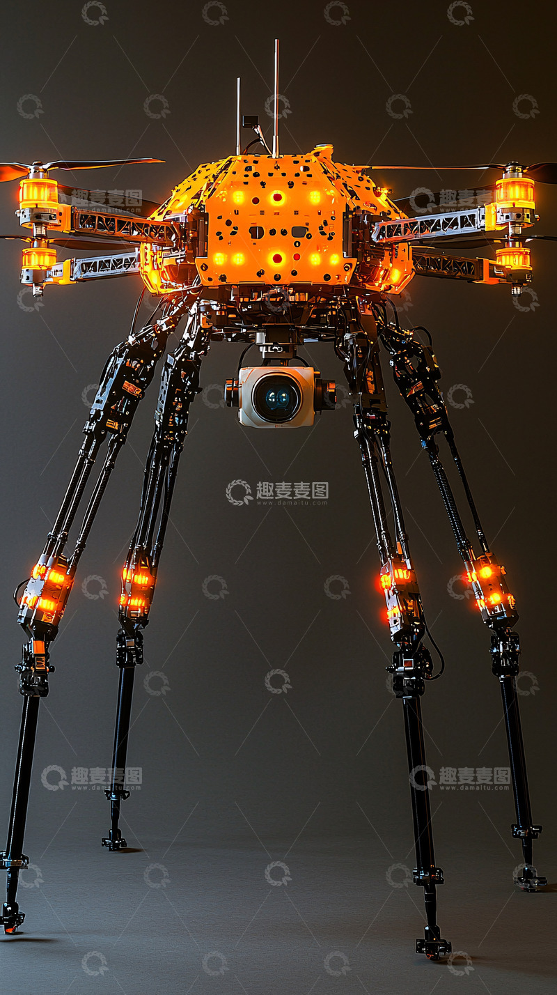 高清大图下载【趣麦麦图】未来科技感蜘蛛无人机