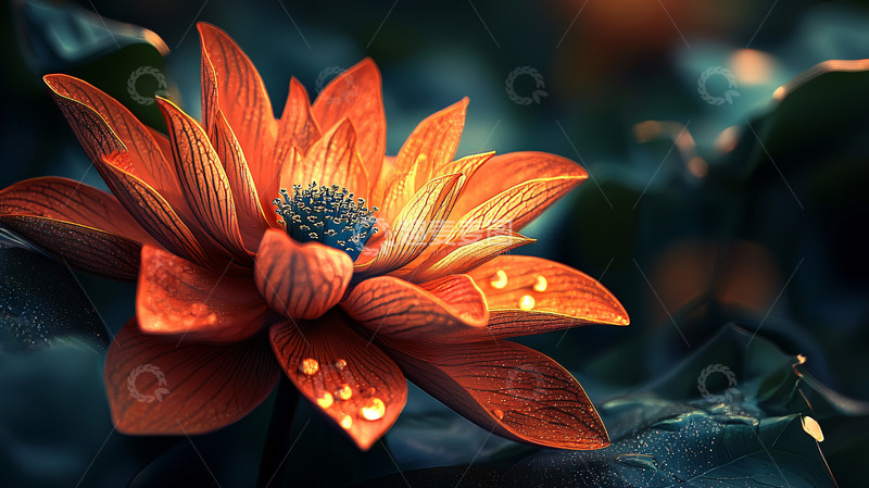 高清大图下载【趣麦麦图】暗橙色莲花