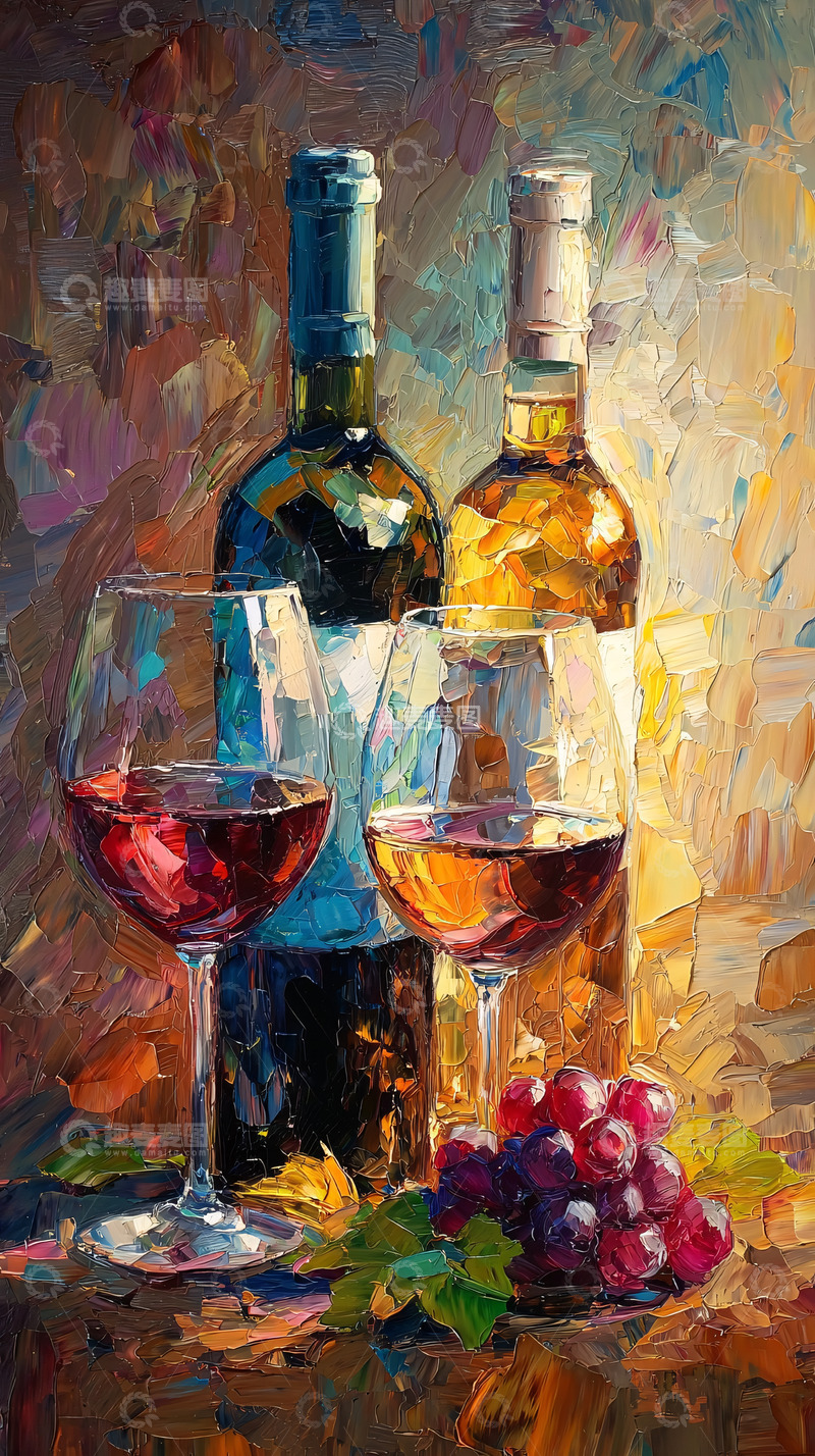 高清大图下载【趣麦麦图】红酒油画静物写生