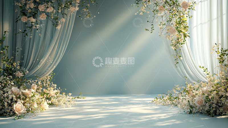 高清大图下载【趣麦麦图】梦幻轻纱花藤背景