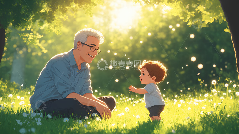 高清大图下载【趣麦麦图】父亲节卡通手绘插画素材