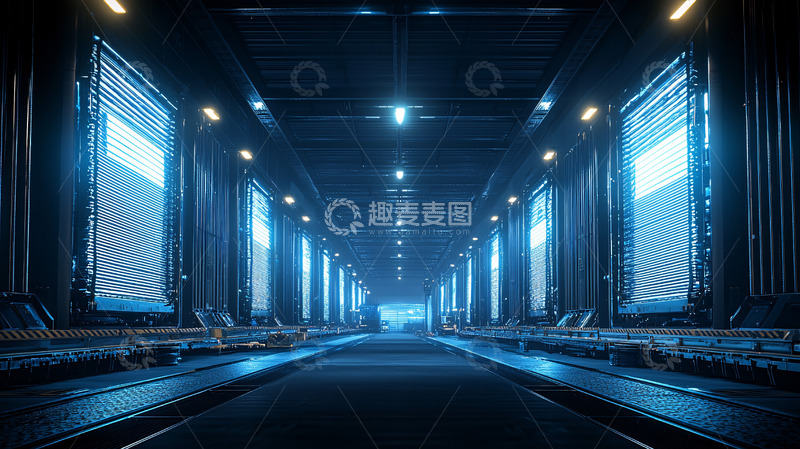 高清大图下载【趣麦麦图】科幻蓝色走廊