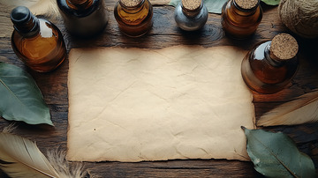 复古药瓶与古旧纸张